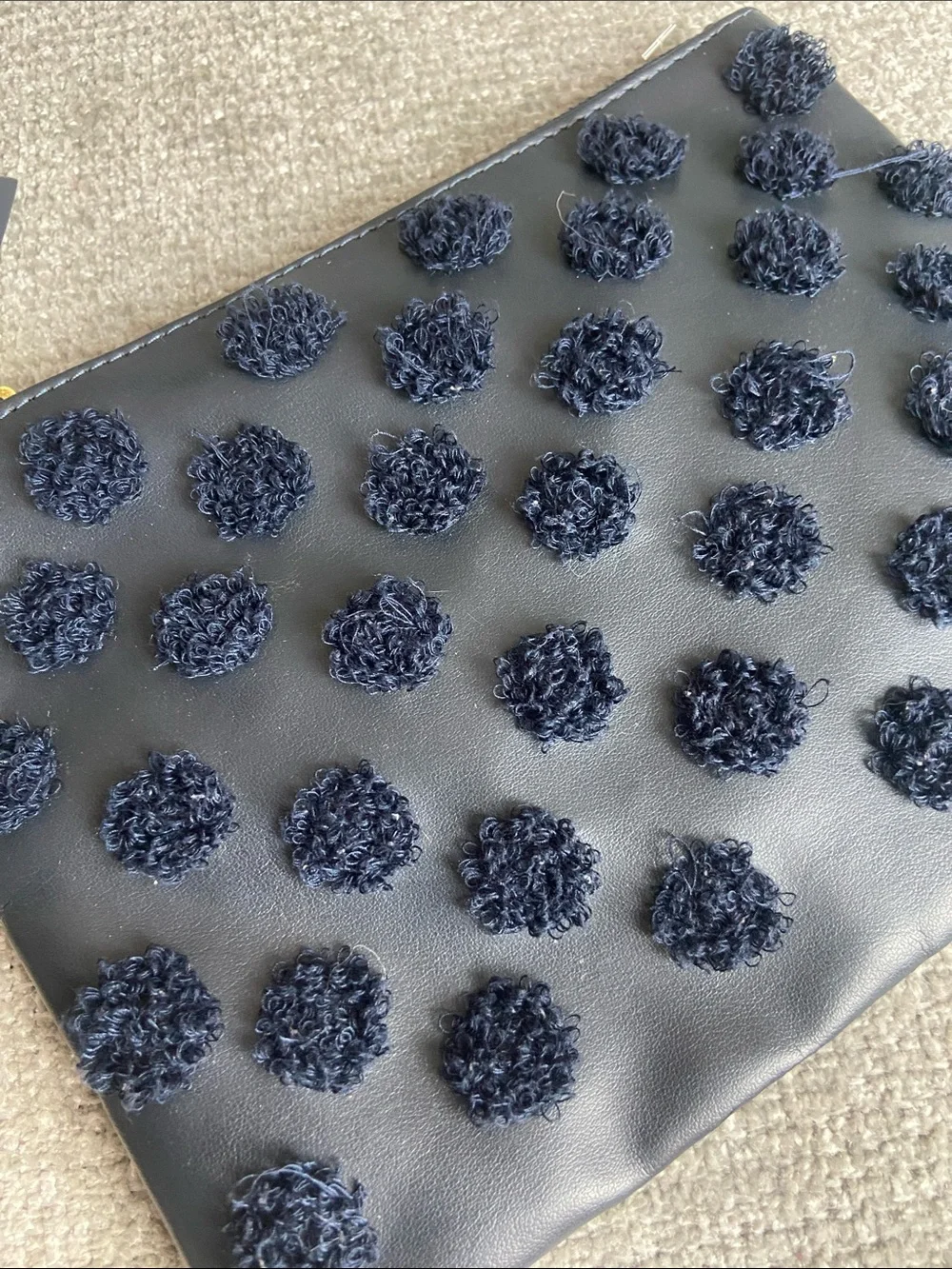 Abercrombie & Fitch Navy Pom-Pom Wristlet Clutch